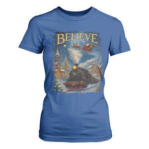 Polar Express T Shirt For Women Retro Vintage Christmas Believe TS10 Royal Blue Print Your Wear