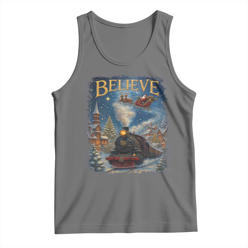 Polar Express Tank Top Retro Vintage Christmas Believe TS10 Black Heather Print Your Wear