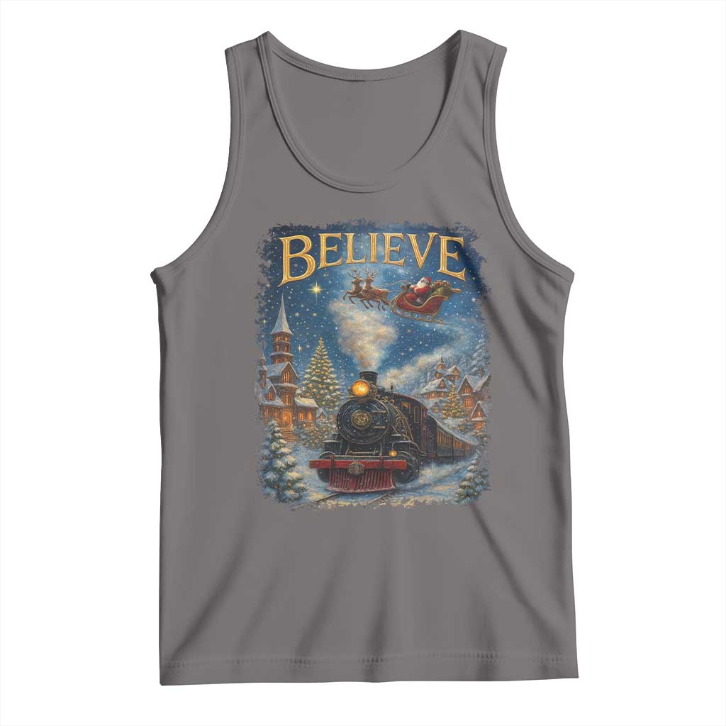 Polar Express Tank Top Retro Vintage Christmas Believe TS10 Deep Heather Print Your Wear