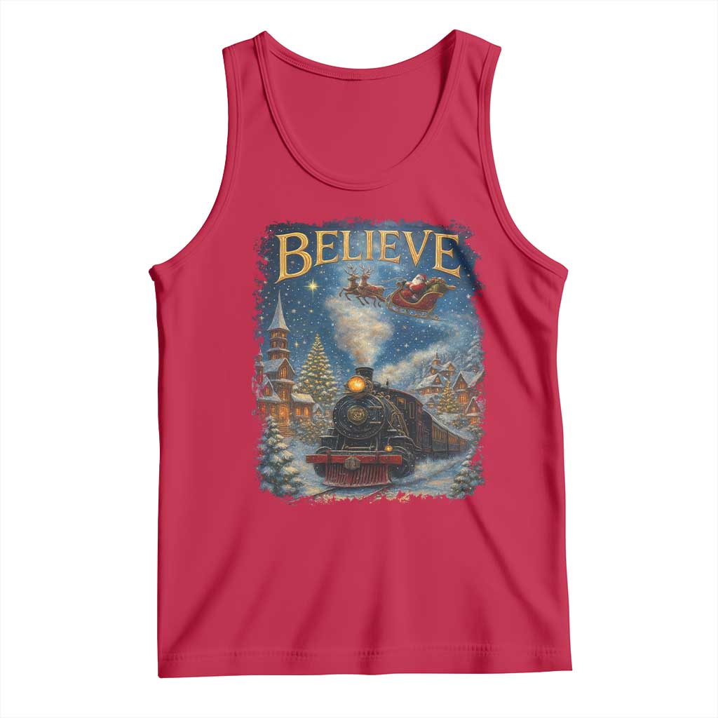 Polar Express Tank Top Retro Vintage Christmas Believe TS10 Red Print Your Wear
