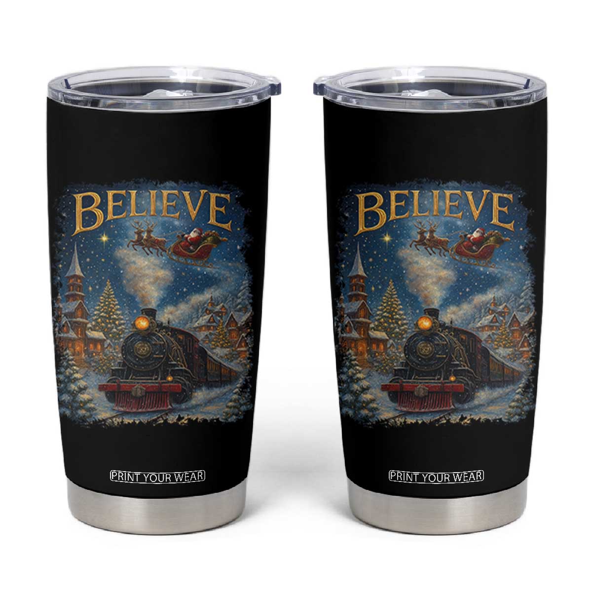 Polar Express Tumbler Cup Retro Vintage Christmas Believe TS10 Black Print Your Wear