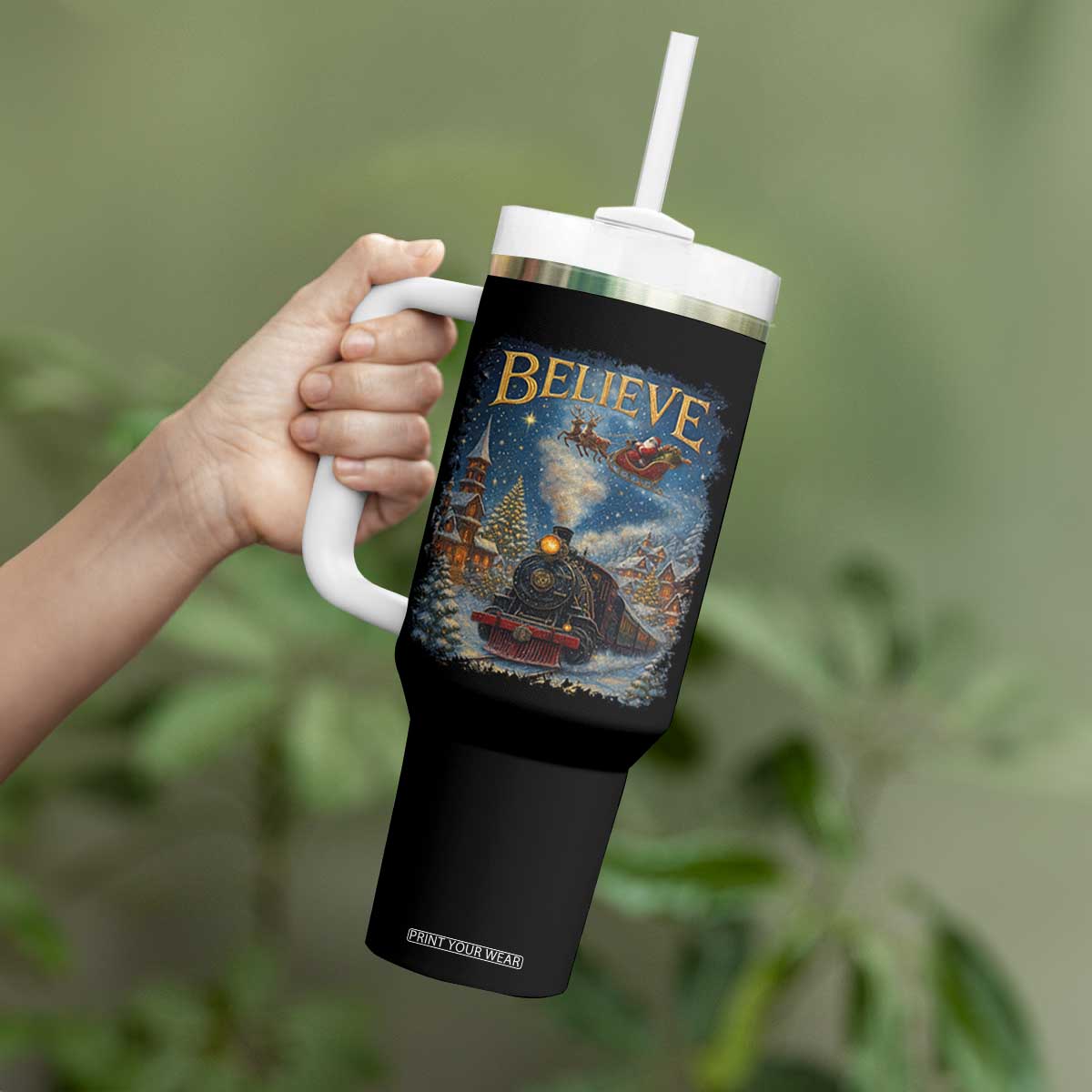 Polar Express Tumbler With Handle Retro Vintage Christmas Believe TS10 Print Your Wear