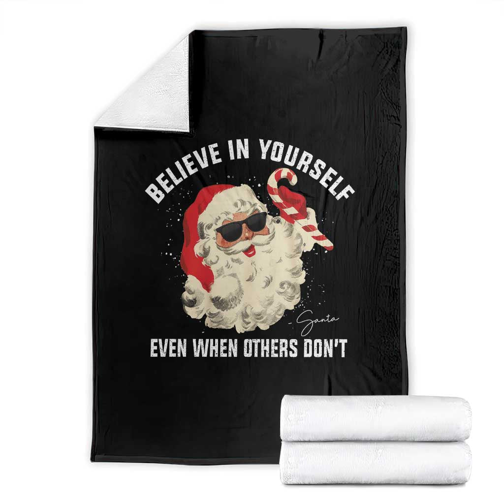 Vintage Christmas Santa Claus Face Throw Blanket Retro Believe In Yourself Funny Motivational TS10 Black Print Your Wear