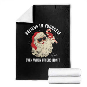 Vintage Christmas Santa Claus Face Throw Blanket Retro Believe In Yourself Funny Motivational TS10 Black Print Your Wear