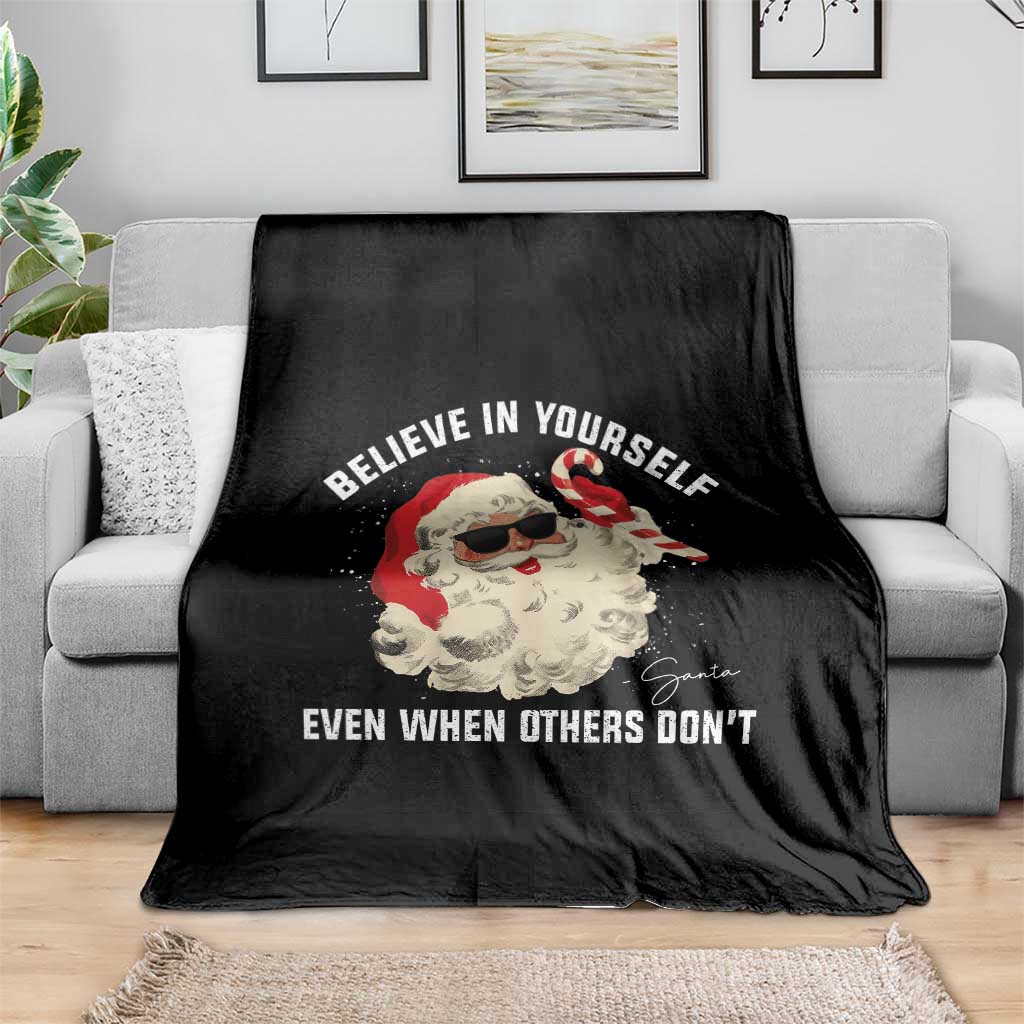Vintage Christmas Santa Claus Face Throw Blanket Retro Believe In Yourself Funny Motivational TS10 Print Your Wear
