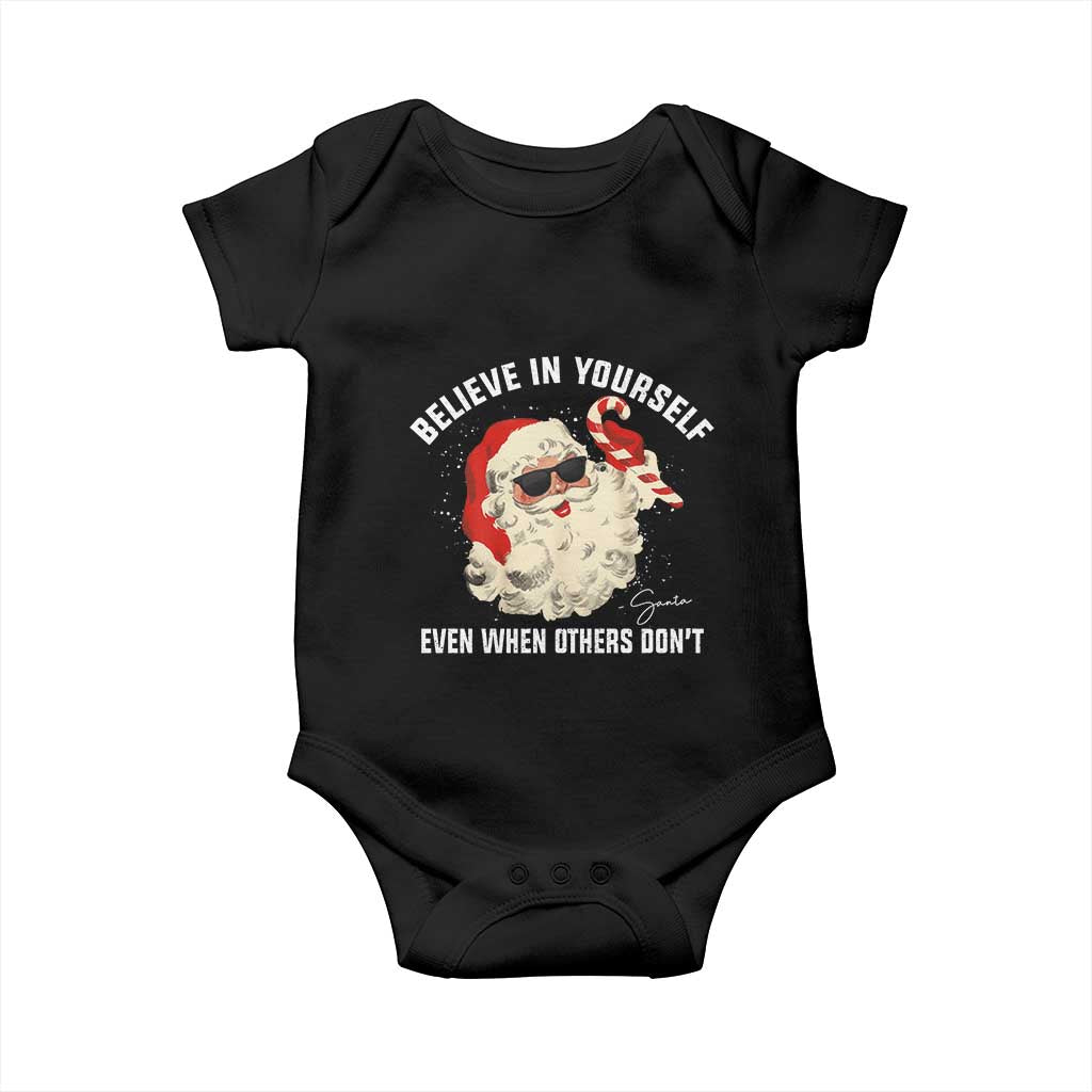 Vintage Christmas Santa Claus Face Baby Onesie Retro Believe In Yourself Funny Motivational TS10 Black Print Your Wear