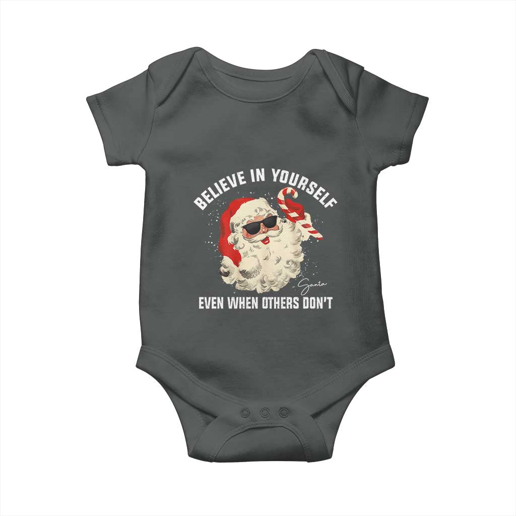 Vintage Christmas Santa Claus Face Baby Onesie Retro Believe In Yourself Funny Motivational TS10 Dark Heather Print Your Wear