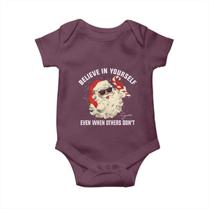 Vintage Christmas Santa Claus Face Baby Onesie Retro Believe In Yourself Funny Motivational TS10 Maroon Print Your Wear