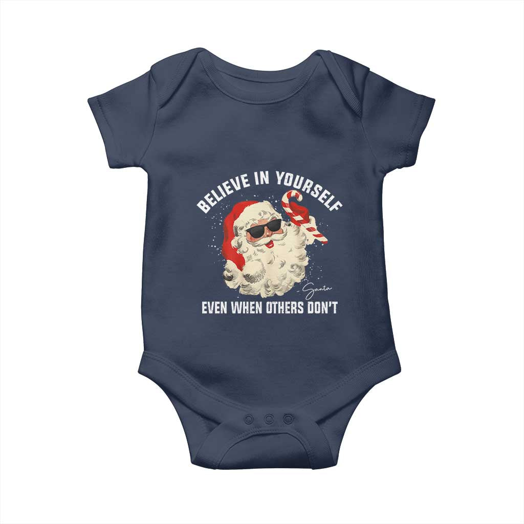 Vintage Christmas Santa Claus Face Baby Onesie Retro Believe In Yourself Funny Motivational TS10 Navy Print Your Wear