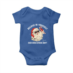 Vintage Christmas Santa Claus Face Baby Onesie Retro Believe In Yourself Funny Motivational TS10 Royal Blue Print Your Wear