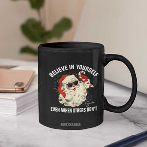Vintage Christmas Santa Claus Face Coffee Mug Retro Believe In Yourself Funny Motivational - Print Your Wear