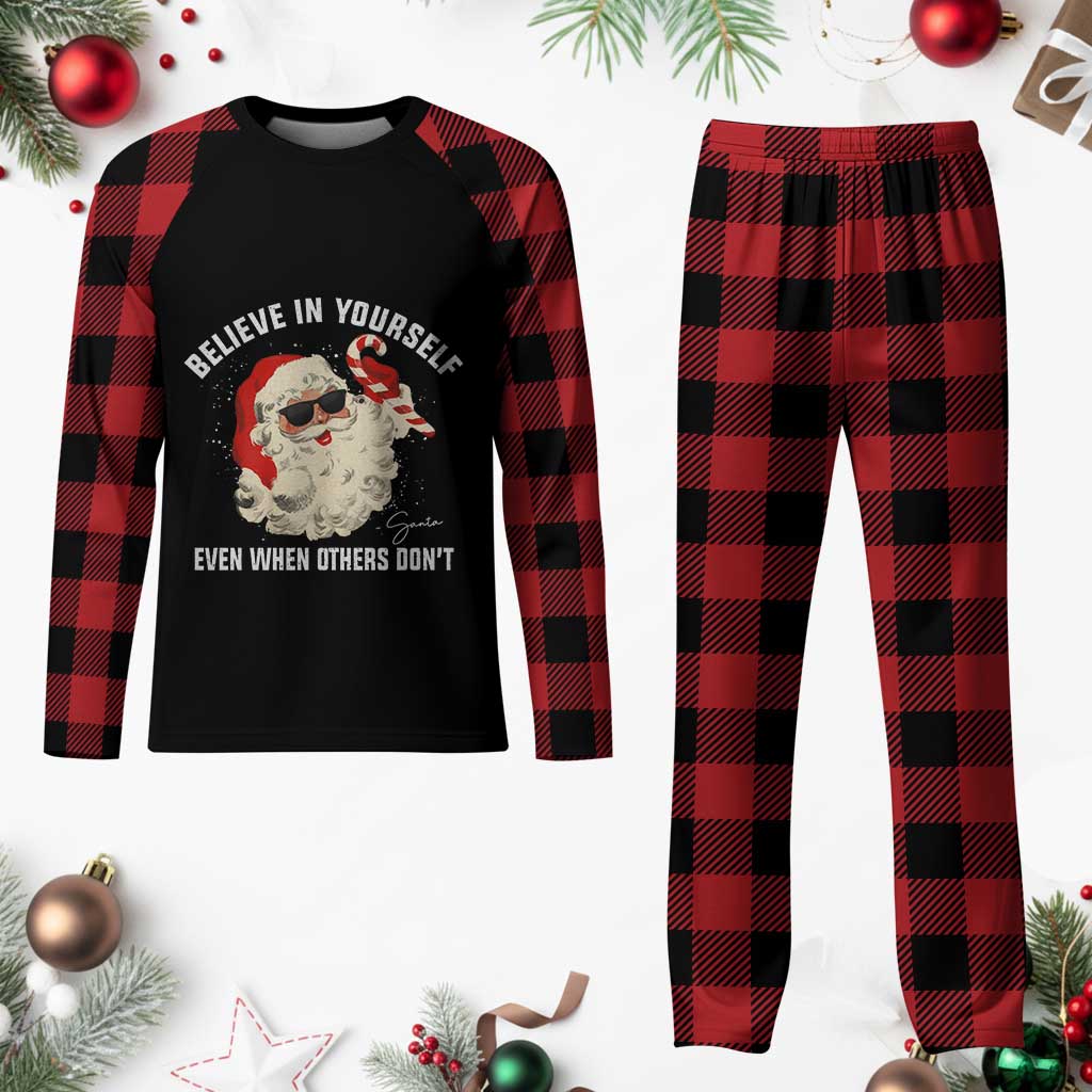 Vintage Christmas Santa Claus Face Plaid Pajama Set Retro Believe In Yourself Funny Motivational TS10 Buffalo Plaid Print Your Wear