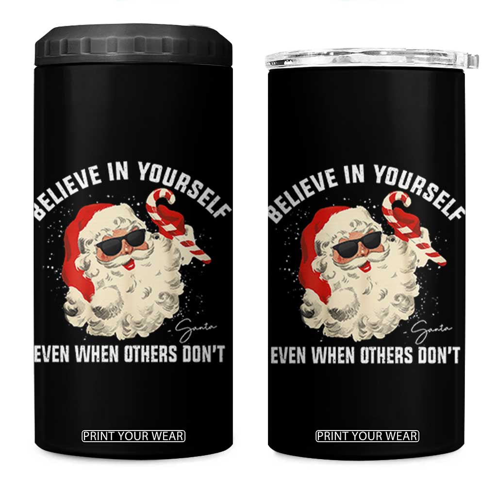 Vintage Christmas Santa Claus Face 4 in 1 Can Cooler Tumbler Retro Believe In Yourself Funny Motivational - Print Your Wear