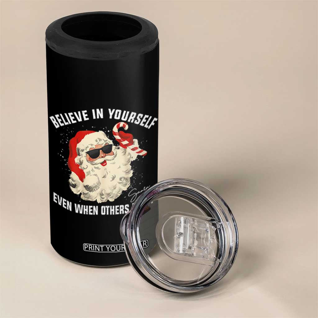 Vintage Christmas Santa Claus Face 4 in 1 Can Cooler Tumbler Retro Believe In Yourself Funny Motivational - Print Your Wear