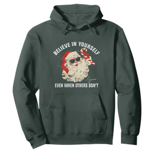 Vintage Christmas Santa Claus Face Hoodie Retro Believe In Yourself Funny Motivational TS10 Dark Forest Green Print Your Wear