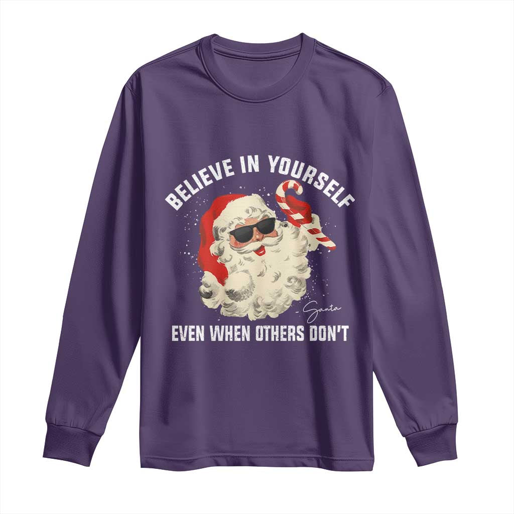 Vintage Christmas Santa Claus Face Long Sleeve Shirt Retro Believe In Yourself Funny Motivational TS10 Purple Print Your Wear