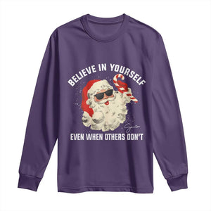 Vintage Christmas Santa Claus Face Long Sleeve Shirt Retro Believe In Yourself Funny Motivational TS10 Purple Print Your Wear