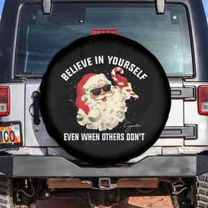 Vintage Christmas Santa Claus Face Spare Tire Cover Retro Believe In Yourself Funny Motivational TS10 No hole Black Print Your Wear