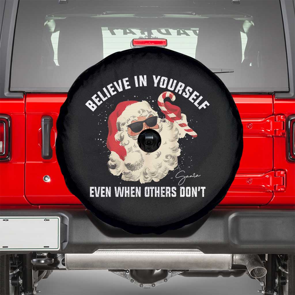 Vintage Christmas Santa Claus Face Spare Tire Cover Retro Believe In Yourself Funny Motivational TS10 Black Print Your Wear