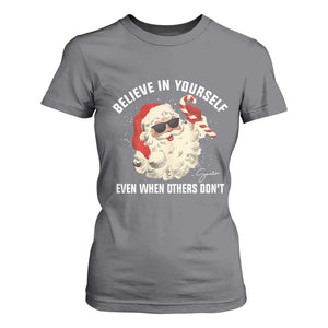 Vintage Christmas Santa Claus Face T Shirt For Women Retro Believe In Yourself Funny Motivational TS10 Charcoal Print Your Wear