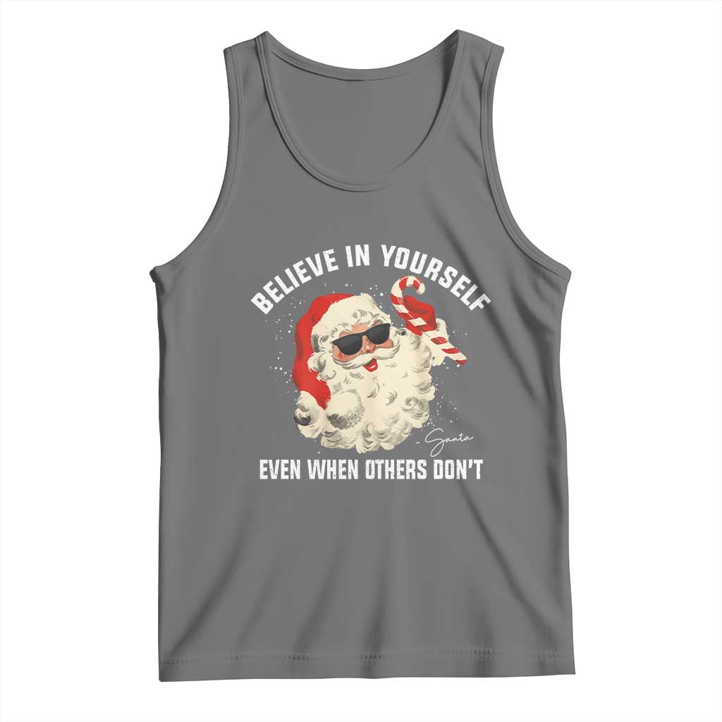 Vintage Christmas Santa Claus Face Tank Top Retro Believe In Yourself Funny Motivational TS10 Black Heather Print Your Wear