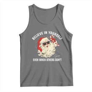 Vintage Christmas Santa Claus Face Tank Top Retro Believe In Yourself Funny Motivational TS10 Black Heather Print Your Wear