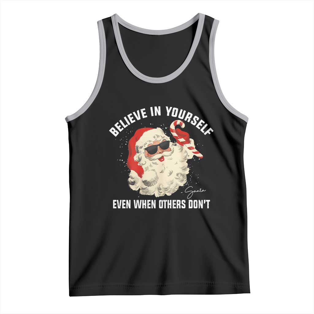 Vintage Christmas Santa Claus Face Tank Top Retro Believe In Yourself Funny Motivational TS10 Black Athletic Heather Print Your Wear