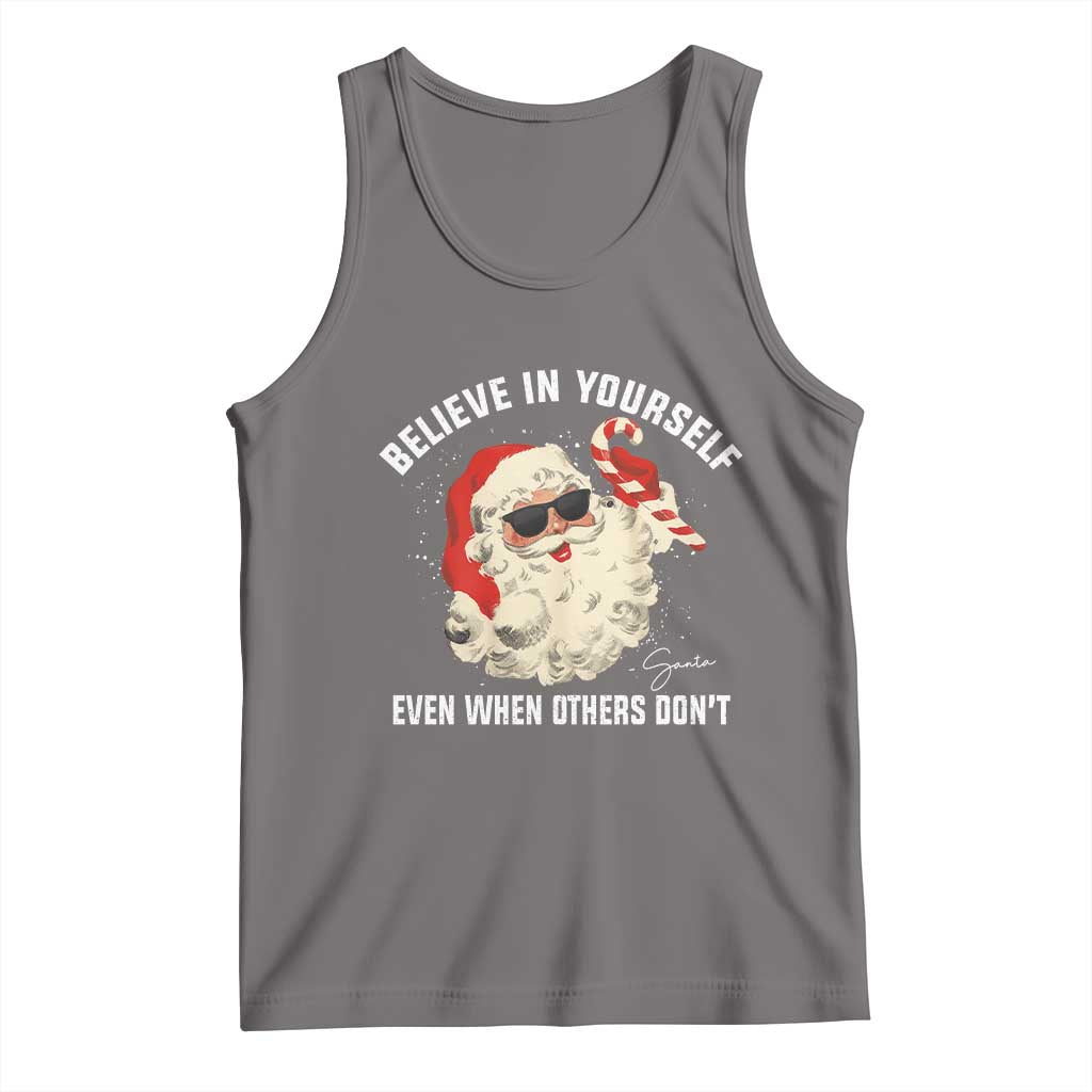 Vintage Christmas Santa Claus Face Tank Top Retro Believe In Yourself Funny Motivational TS10 Deep Heather Print Your Wear