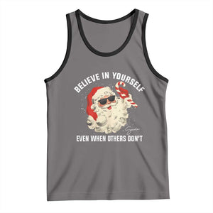 Vintage Christmas Santa Claus Face Tank Top Retro Believe In Yourself Funny Motivational TS10 Deep Heather Black Print Your Wear