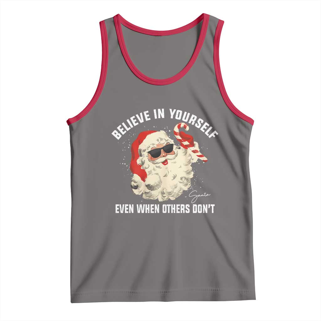 Vintage Christmas Santa Claus Face Tank Top Retro Believe In Yourself Funny Motivational TS10 Deep Heather Red Print Your Wear