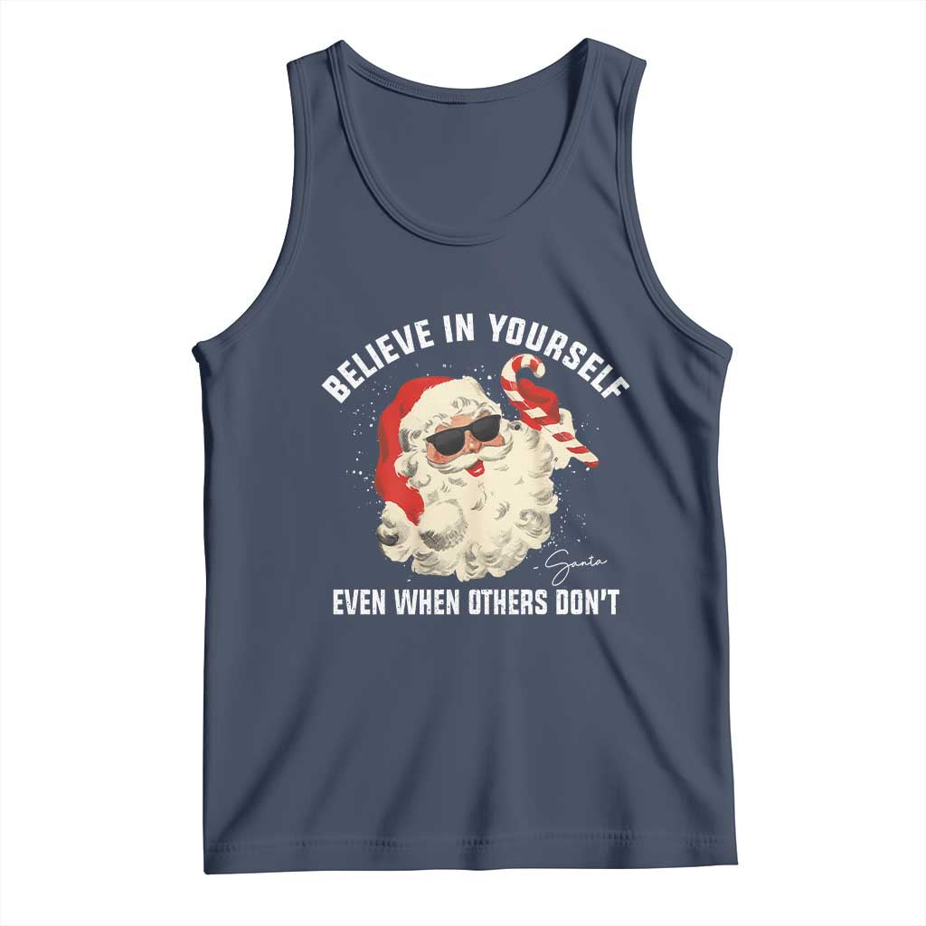 Vintage Christmas Santa Claus Face Tank Top Retro Believe In Yourself Funny Motivational TS10 Navy Print Your Wear