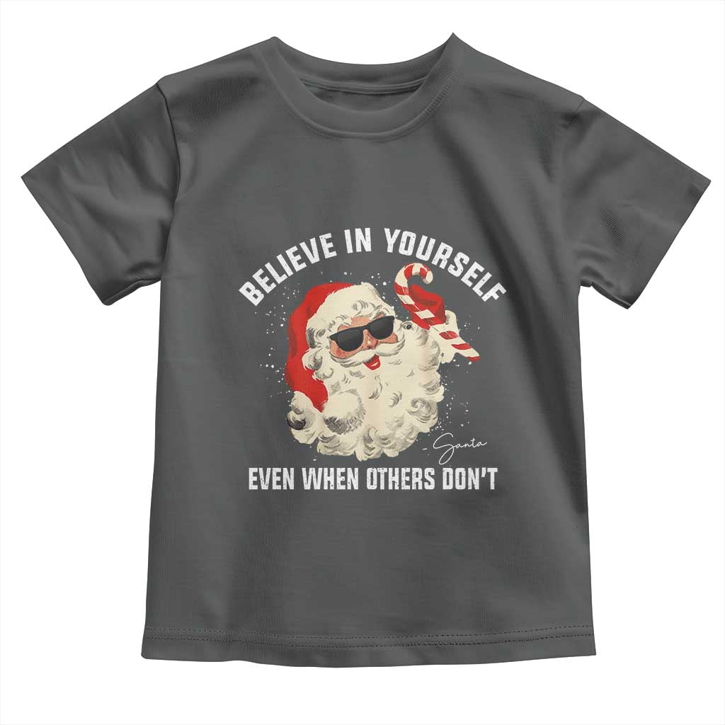 Vintage Christmas Santa Claus Face Toddler T Shirt Retro Believe In Yourself Funny Motivational TS10 Dark Heather Print Your Wear