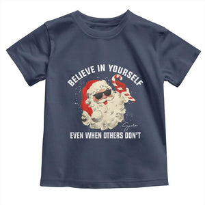 Vintage Christmas Santa Claus Face Toddler T Shirt Retro Believe In Yourself Funny Motivational TS10 Navy Print Your Wear