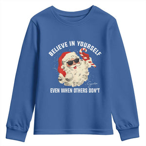 Vintage Christmas Santa Claus Face Youth Sweatshirt Retro Believe In Yourself Funny Motivational TS10 Royal Blue Print Your Wear