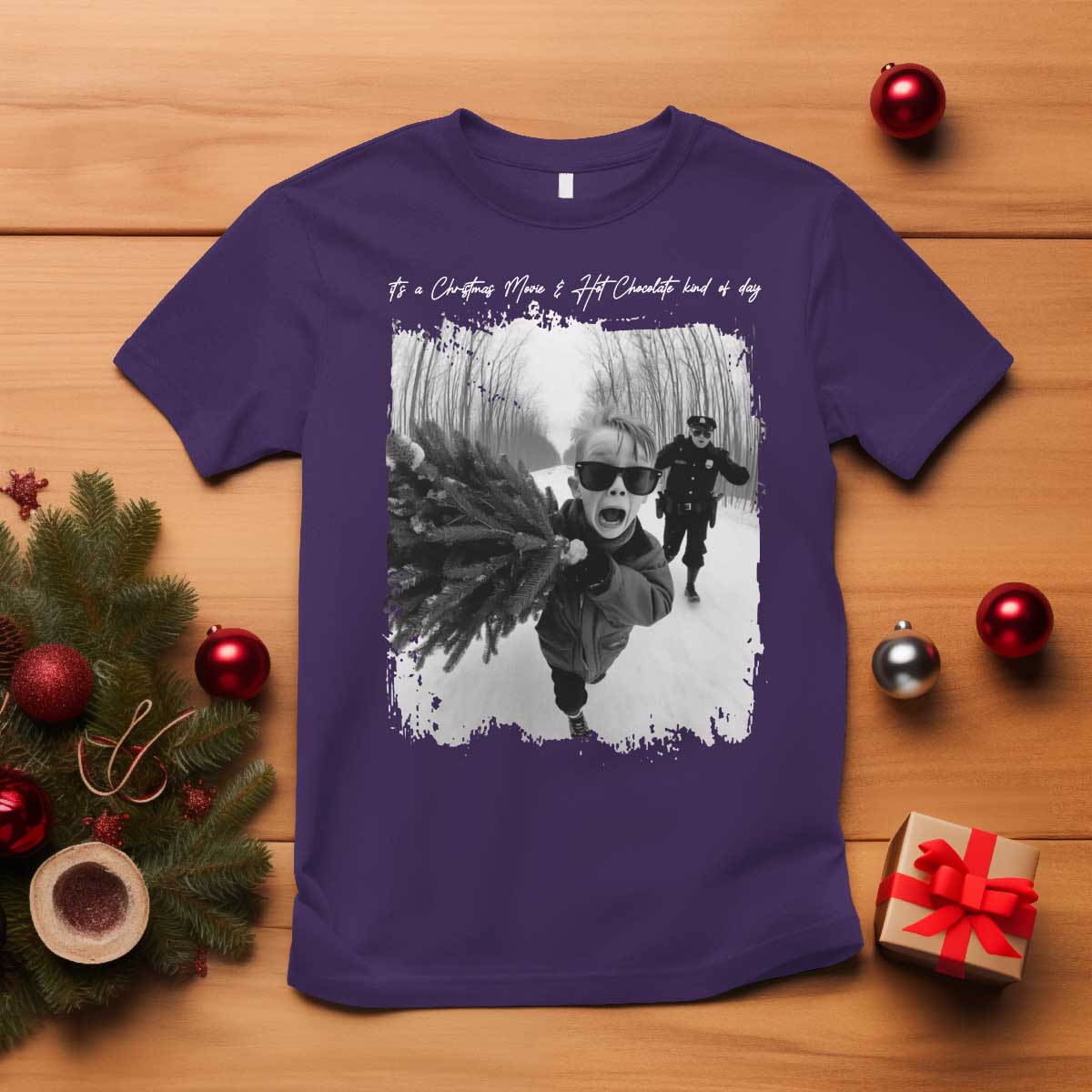 Funny Christmas Movie T Shirt Funny Kevin Home Xmas Meme Alone TS10 Purple Print Your Wear