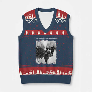 Funny Xmas Movie V-Neck Knit Sweater Vest Funny Kevin Home Xmas Meme Alone TS10 Navy Red Print Your Wear