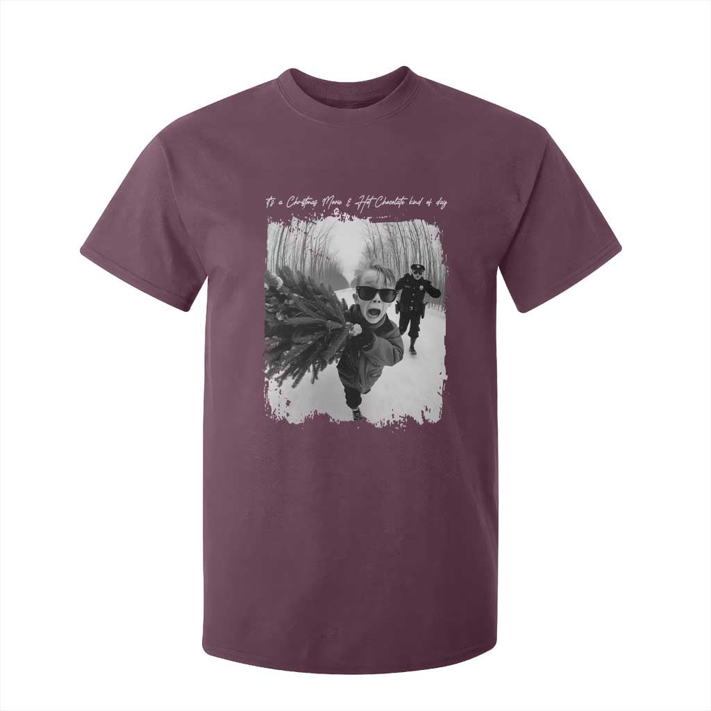 Funny Christmas Movie T Shirt For Kid Funny Kevin Home Xmas Meme Alone TS10 Maroon Print Your Wear