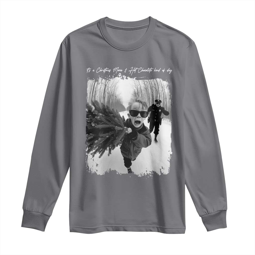 Funny Christmas Movie Long Sleeve Shirt Funny Kevin Home Xmas Meme Alone TS10 Charcoal Print Your Wear