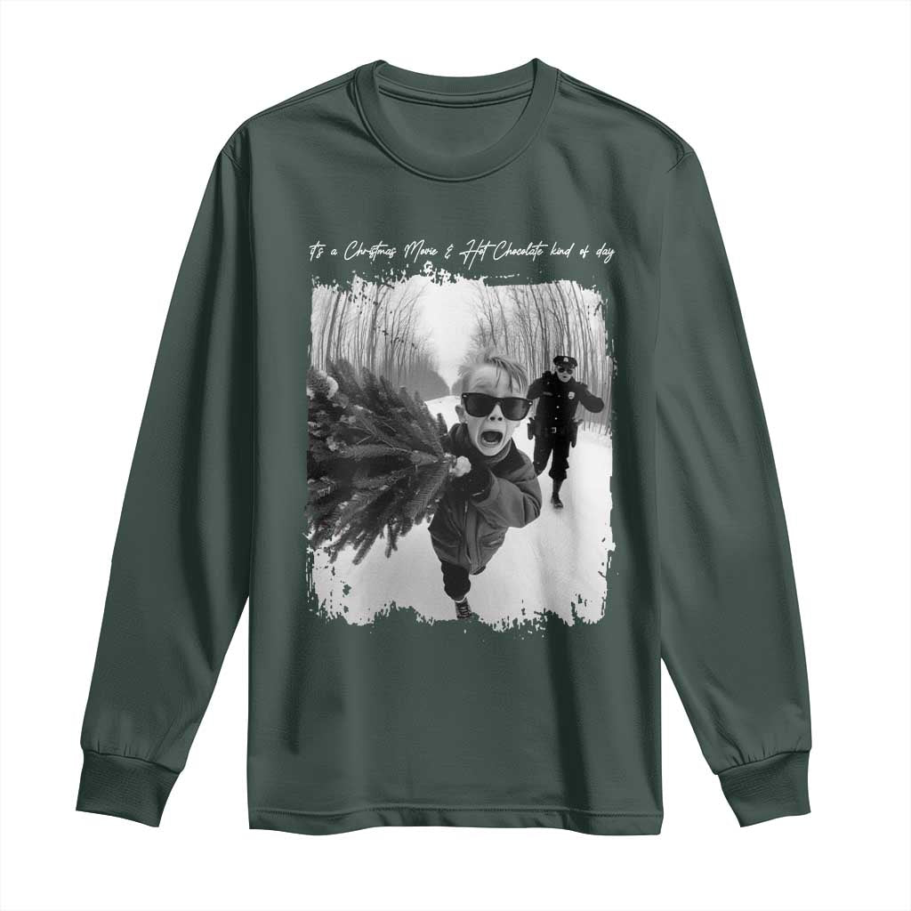 Funny Christmas Movie Long Sleeve Shirt Funny Kevin Home Xmas Meme Alone TS10 Dark Forest Green Print Your Wear