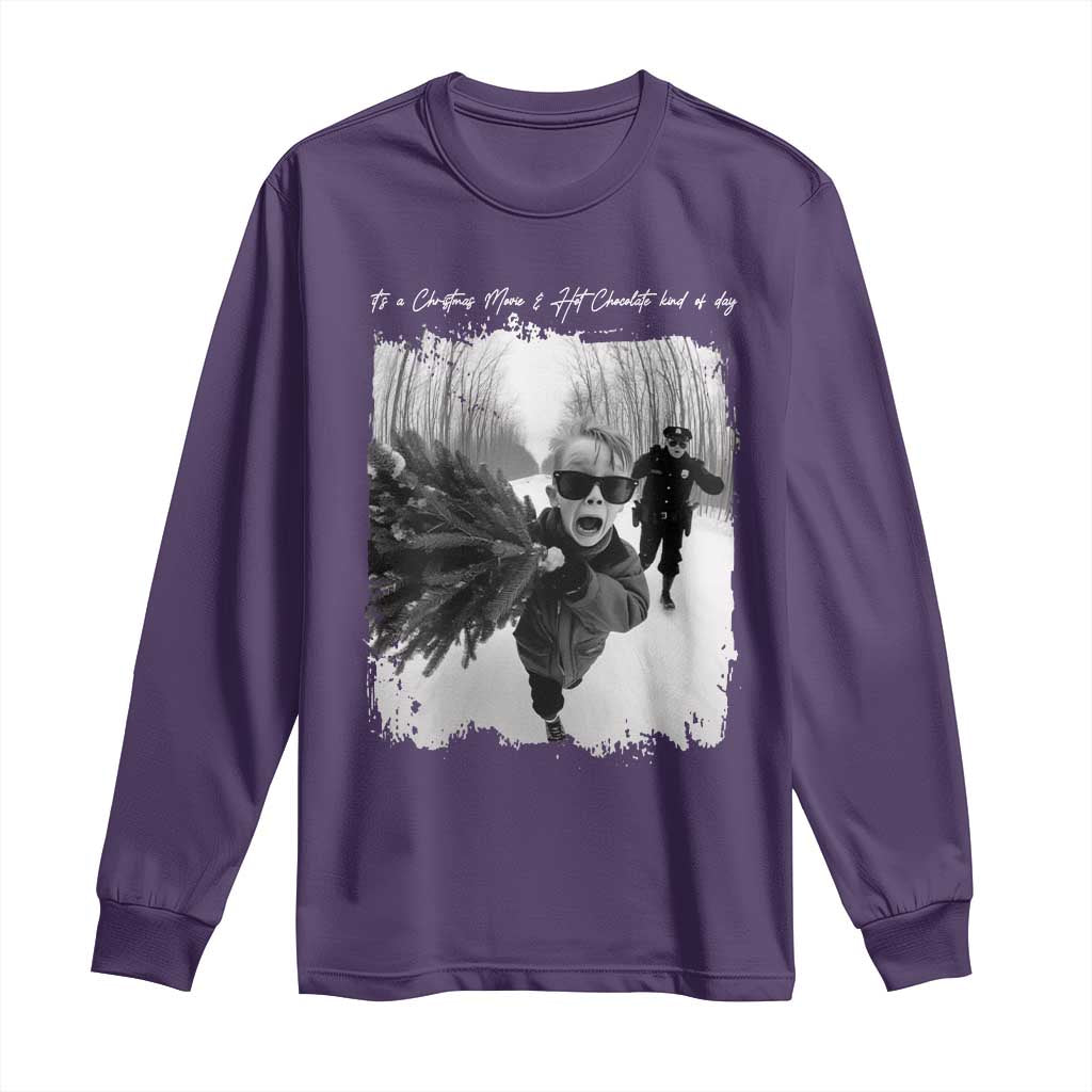 Funny Christmas Movie Long Sleeve Shirt Funny Kevin Home Xmas Meme Alone TS10 Purple Print Your Wear