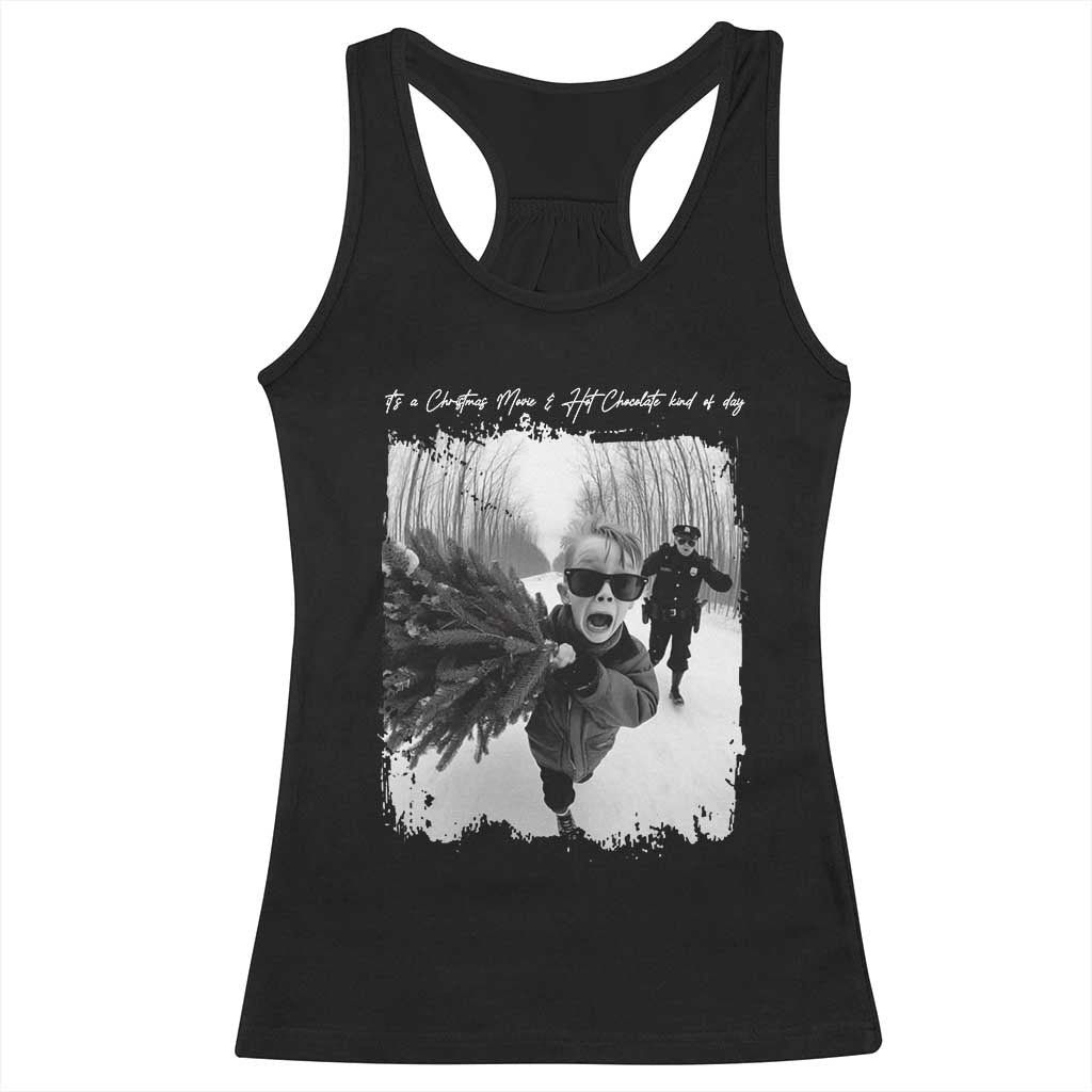 Funny Christmas Movie Racerback Tank Top Funny Kevin Home Xmas Meme Alone TS10 Black Print Your Wear