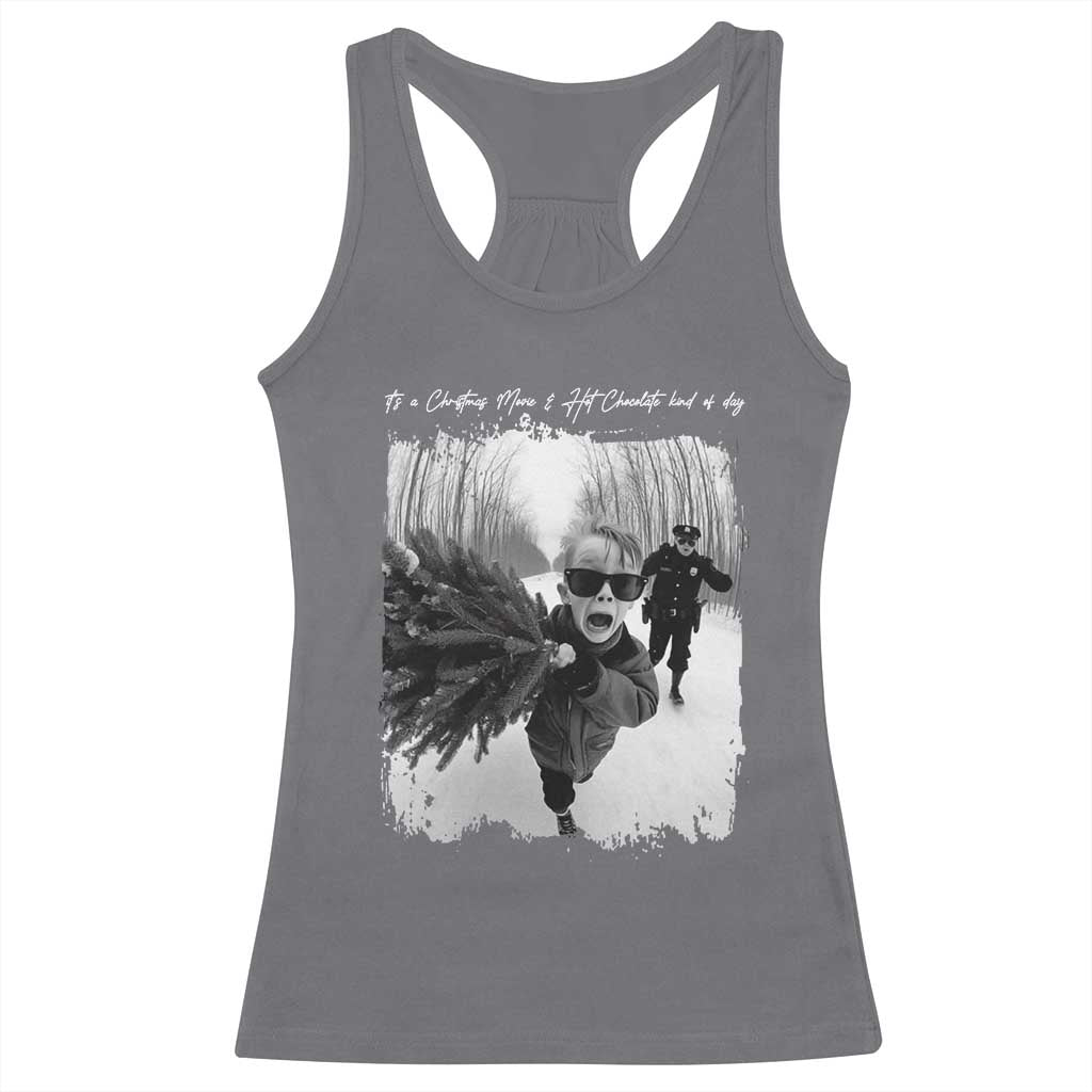 Funny Christmas Movie Racerback Tank Top Funny Kevin Home Xmas Meme Alone TS10 Charcoal Print Your Wear