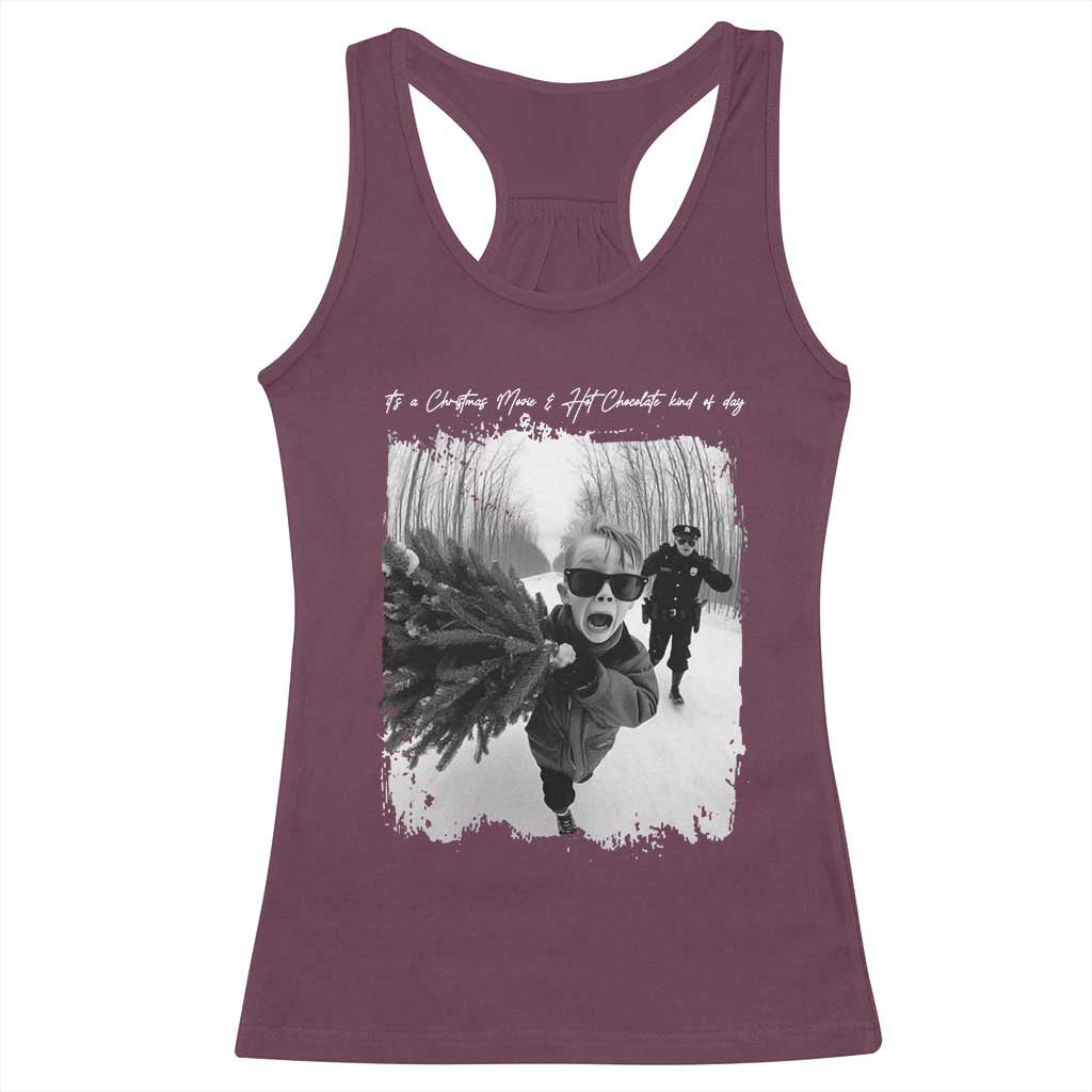 Funny Christmas Movie Racerback Tank Top Funny Kevin Home Xmas Meme Alone TS10 Maroon Print Your Wear