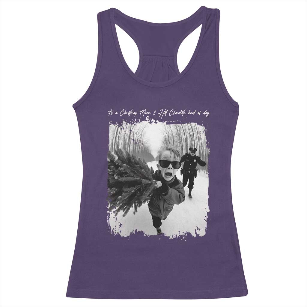 Funny Christmas Movie Racerback Tank Top Funny Kevin Home Xmas Meme Alone TS10 Purple Print Your Wear