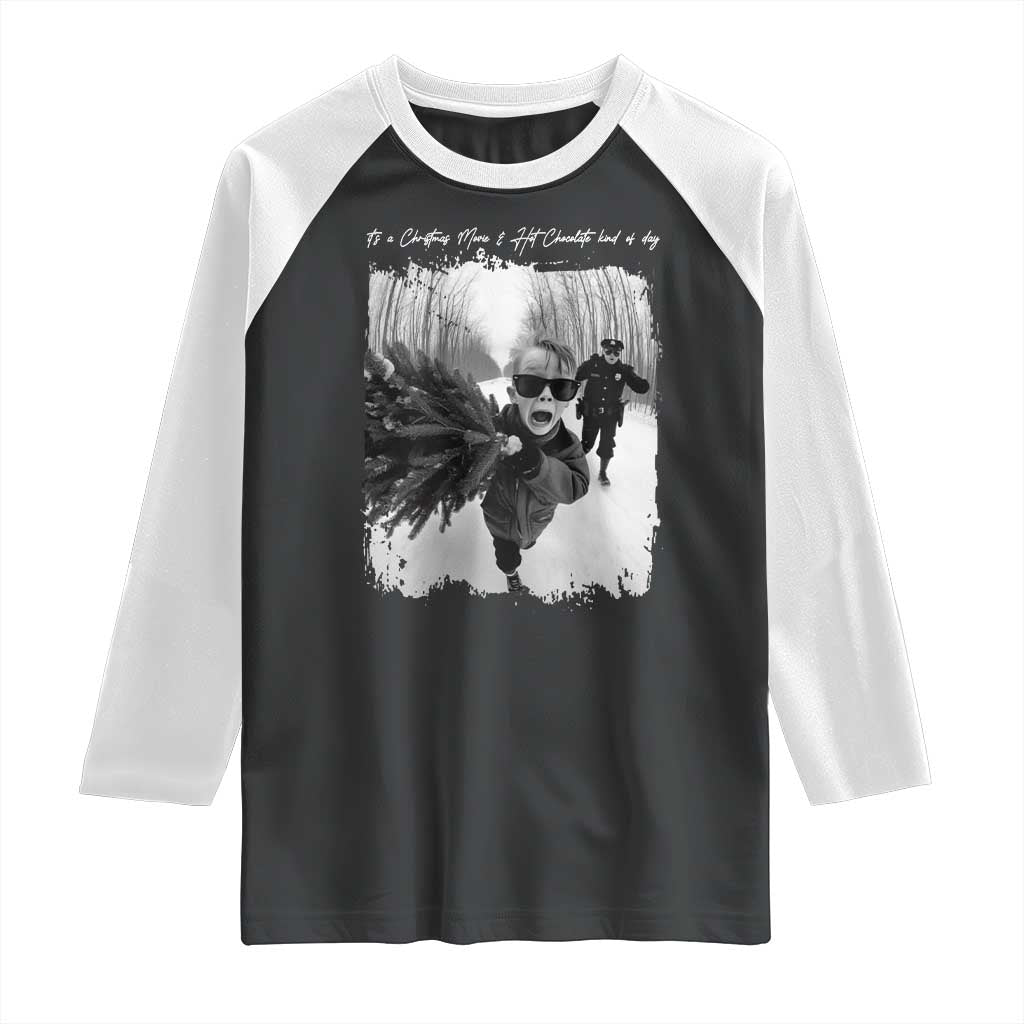 Funny Christmas Movie Raglan Shirt Funny Kevin Home Xmas Meme Alone TS10 Black White Print Your Wear