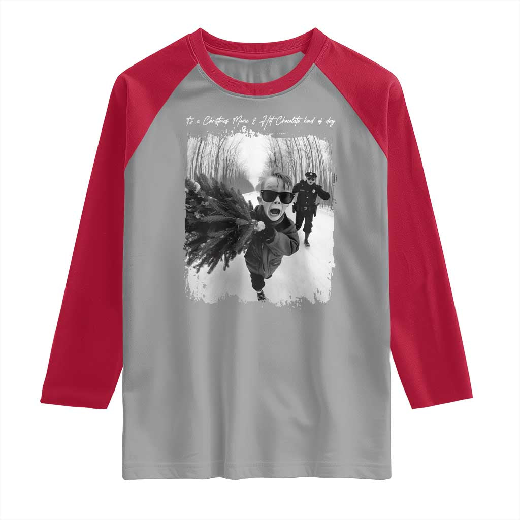 Funny Christmas Movie Raglan Shirt Funny Kevin Home Xmas Meme Alone TS10 Sport Gray Red Print Your Wear