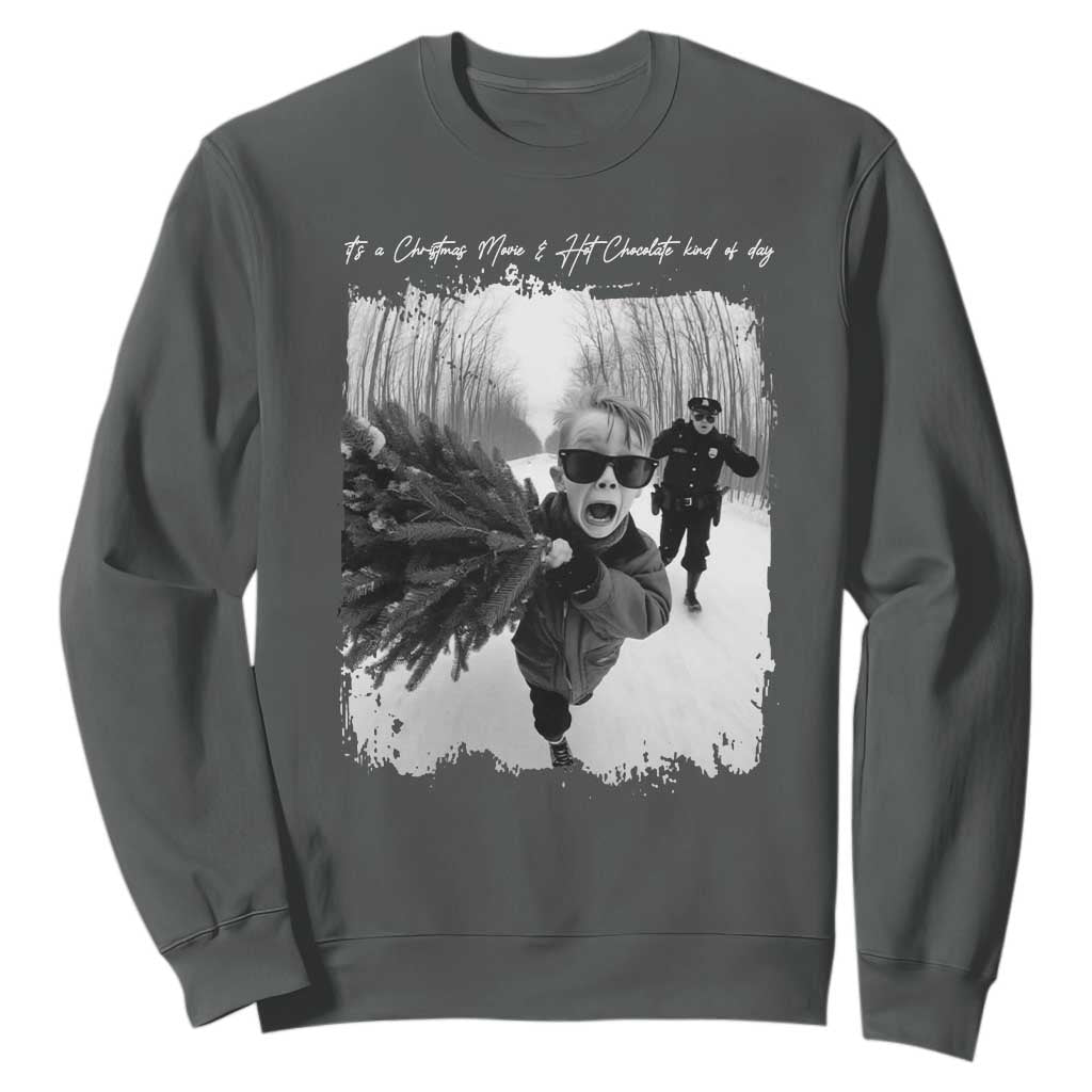 Funny Christmas Movie Sweatshirt Funny Kevin Home Xmas Meme Alone TS10 Dark Heather Print Your Wear