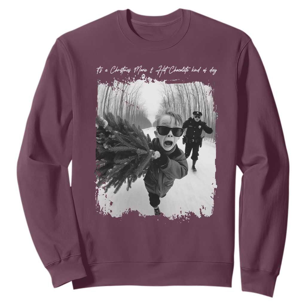 Funny Christmas Movie Sweatshirt Funny Kevin Home Xmas Meme Alone TS10 Maroon Print Your Wear