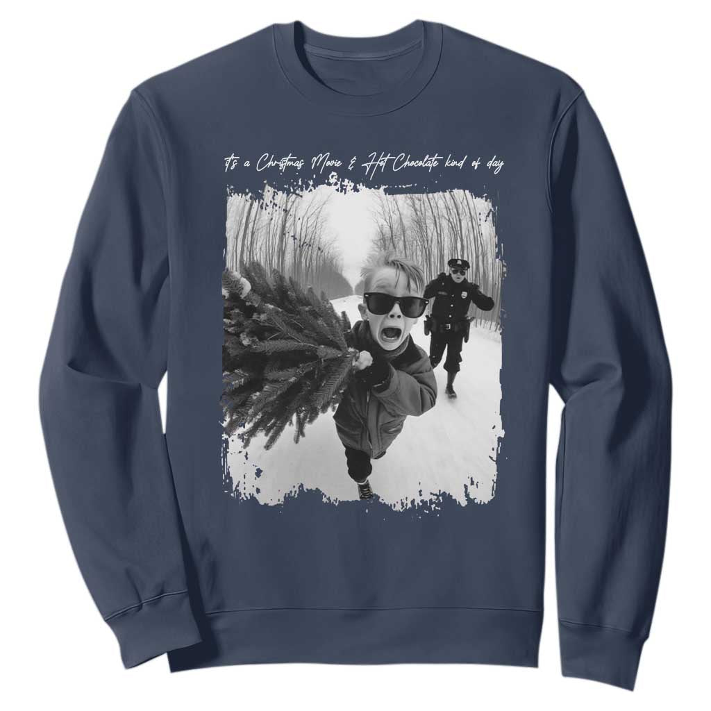Funny Christmas Movie Sweatshirt Funny Kevin Home Xmas Meme Alone TS10 Navy Print Your Wear