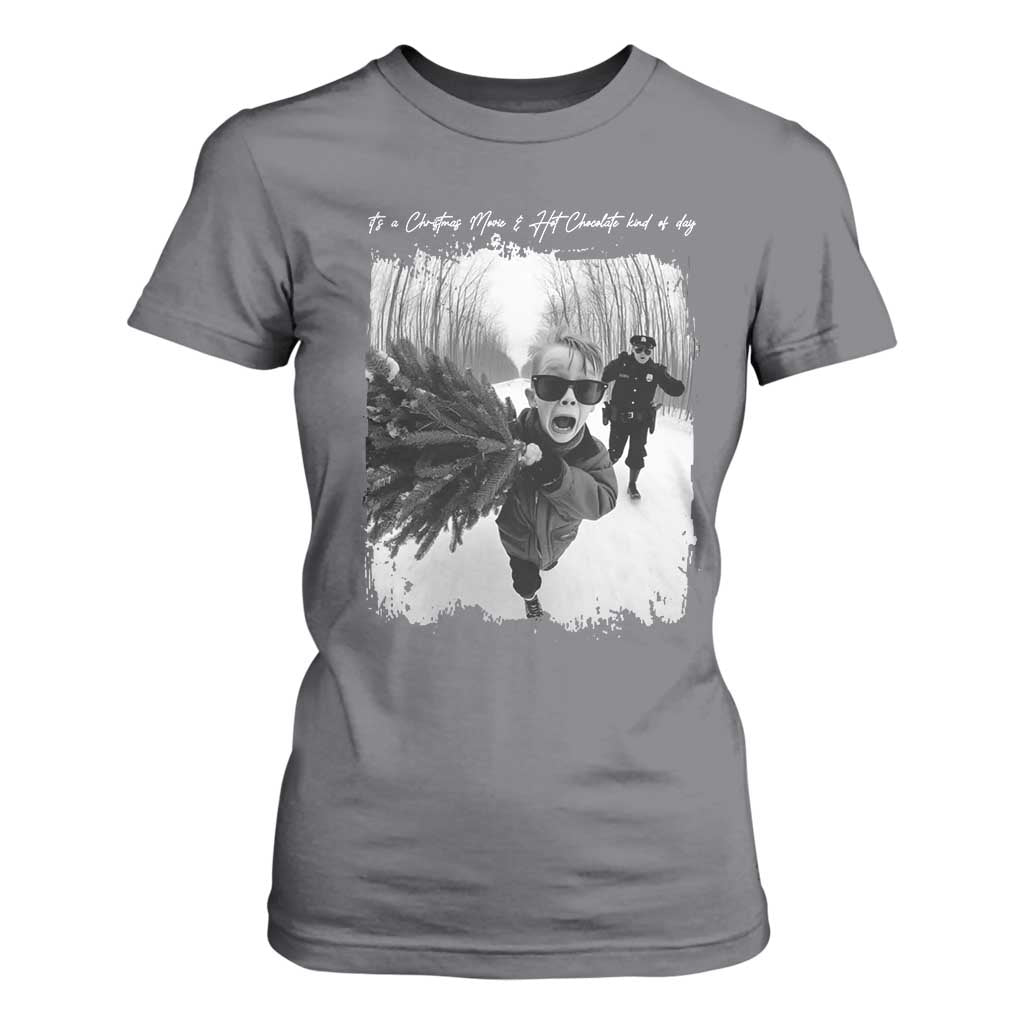 Funny Christmas Movie T Shirt For Women Funny Kevin Home Xmas Meme Alone TS10 Charcoal Print Your Wear